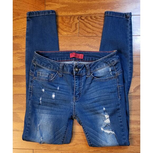 Wax Jean Butt I Love You Jeans Womens Size 7 Low Rise Medium Wash Distressed - Picture 13 of 14